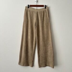 iets frans Women's Small Tan Corduroy Terry Cloth Wide Leg Lounge Pants